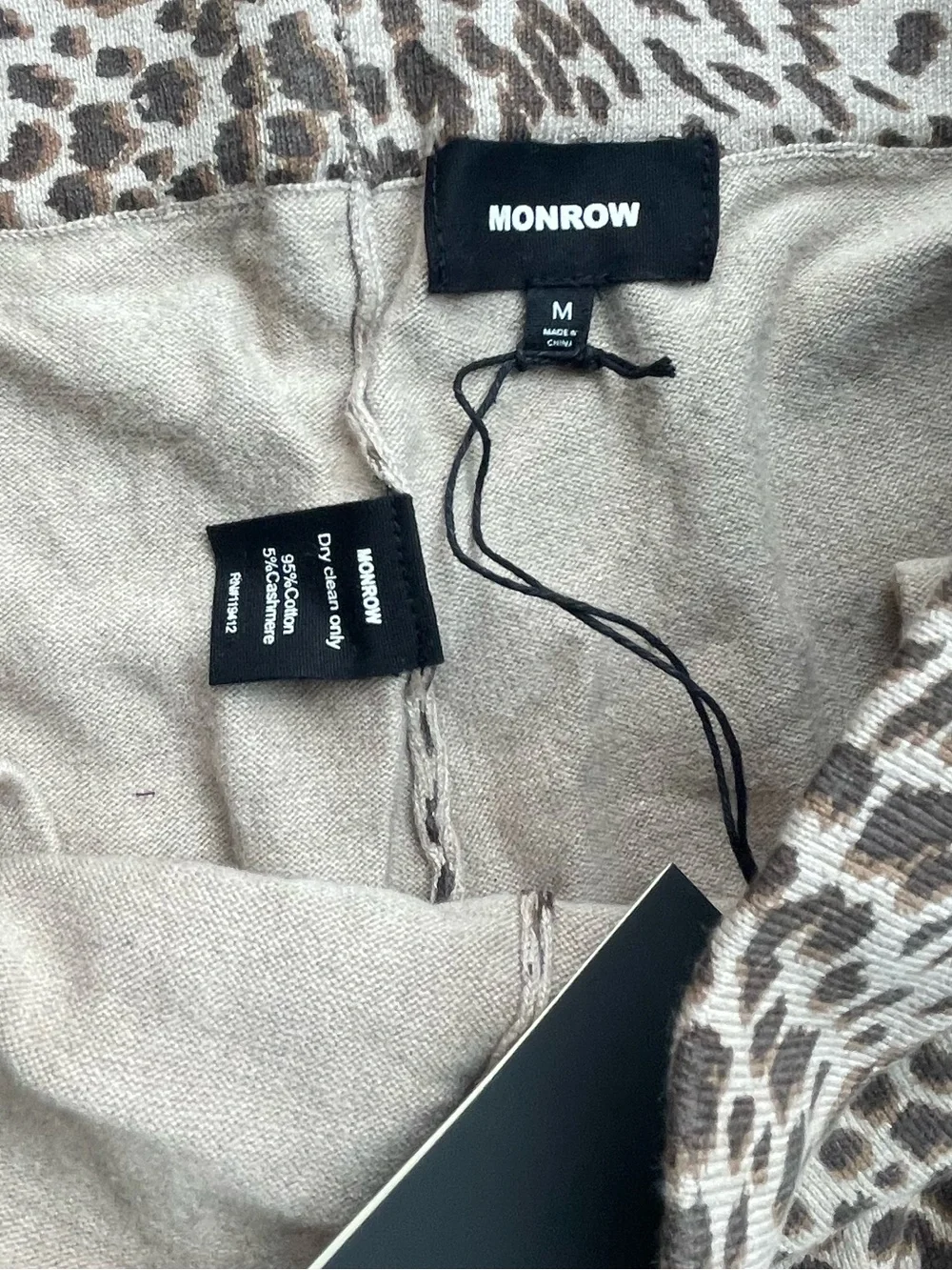 Monrow Leopard-Print Drawstring Tote in Neutral Brown